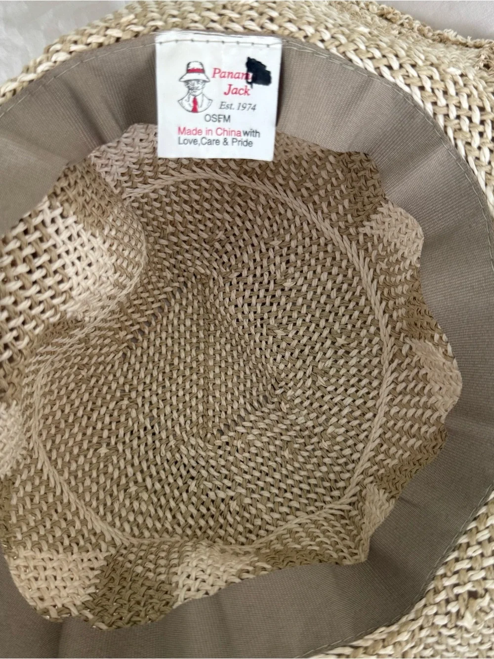 Panama Jack Natural Straw Sun Hat with Tan Trim‎